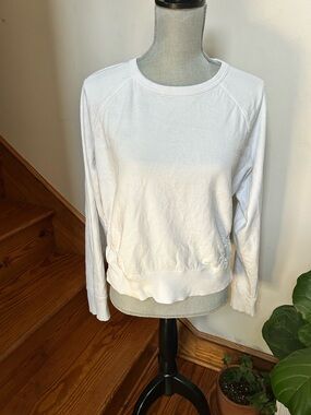 Athleta White Raglan Crew Sweatshirt